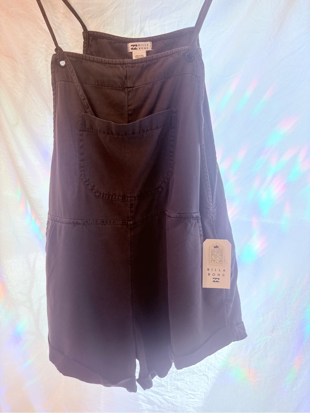Billabong Wild Pursuit Short Overall Romper Shortall Washed Black NWT Size S